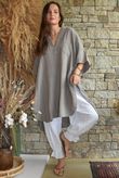 Tasha Cushion Cotton Oversized Shirt Tunic Mocha